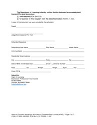 Form CrRLJ07.0850 Notice of Department of Licensing Regarding Conviction Resulting in Revocation of Defendant&#039;s Concealed Pistol License (Ntdol) - Washington, Page 2