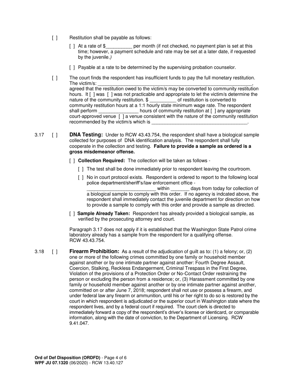 Form WPF JU07.1320 Deferred Disposition Order (Ordfd) - Washington, Page 4