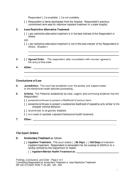 Form MP420 Findings, Conclusions, and Order Committing Respondent for Involuntary Treatment or Less Restrictive Treatment (90-day, 180-day, 90-day LRA, 180-day LRA, 1-year LRA, 90-day Aot, 180-day Aot) - Washington, Page 4