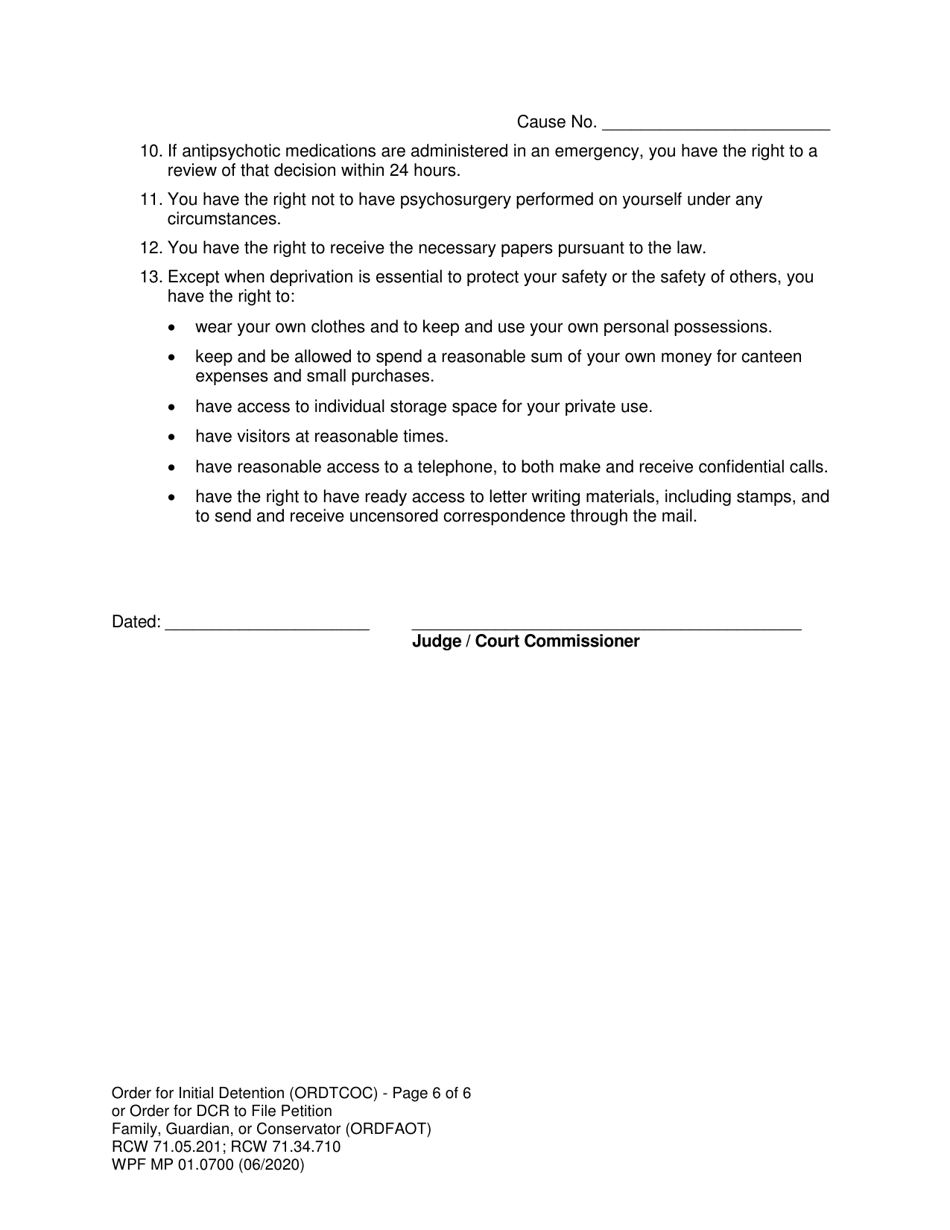 Form MP01.0700 Joels Law Order for Initial Detention - Washington, Page 6
