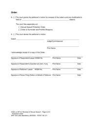 Form SA5.060 Order on Motion for Renewal of Sexual Assault Protection Order - Washington, Page 2