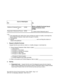 Form SA7.010 Motion to Modify/Terminate Sexual Assault Protection Order (Ptmd) - Washington