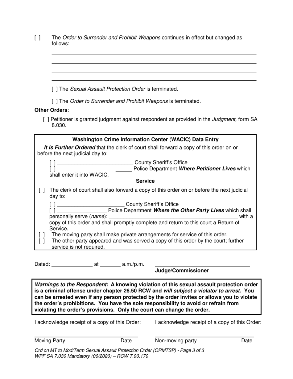 Form Sa7 030 Download Printable Pdf Or Fill Online Order Modifying