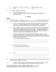 Form JU03.0500 Order After Hearing: First Dependency Review/Dependency Review/Permanency Planning - Washington, Page 2