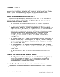 Instructions for Form SA1.015 Petition for Sexual Assault Protection Order (Ptorsxp) - Washington, Page 3