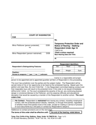 Document preview: Form ST05-0300 Temporary Protection Order and Notice of Hearing - Respondent Under Age 18 - Stalking (Tmstk18) - Washington