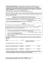 Form ST05-0300 Temporary Protection Order and Notice of Hearing - Respondent Under Age 18 - Stalking (Tmstk18) - Washington, Page 3