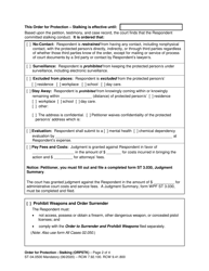 Form ST04-0500 Order for Protection - Stalking (Orpstk) - Washington, Page 2