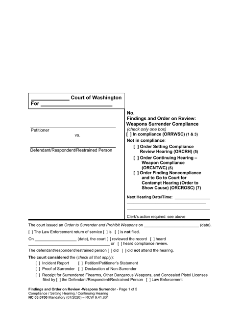 Form NC03.0700  Printable Pdf