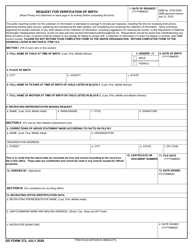 Document preview: DD Form 372 Request for Verification of Birth