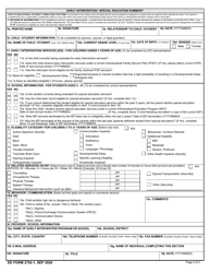 DD Form 2792-1 Early Intervention / Special Education Summary, Page 3