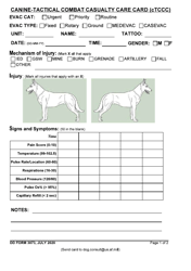 Document preview: DD Form 3073 Canine-Tactical Combat Casualty Card (Ctccc)