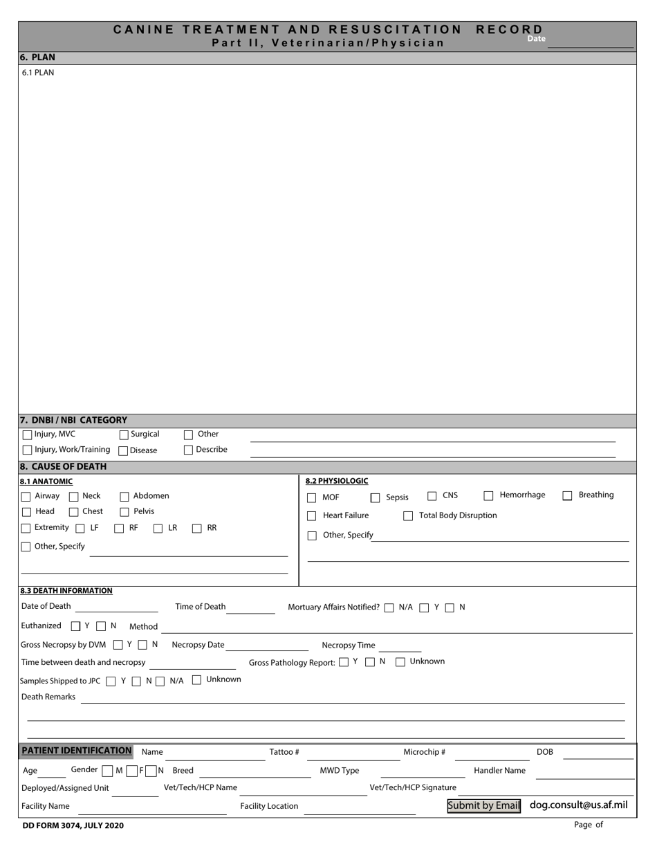 DD Form 3074 Canine Resuscitation Card, Page 6