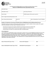 Document preview: Form 1041 Refusal of Pasrr Mental Illness Specialized Services - Texas