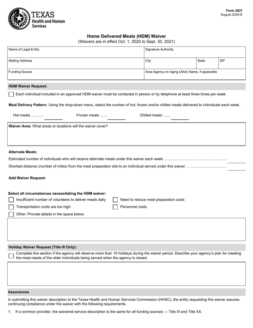 Form 2027  Printable Pdf