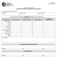 Document preview: Form 3155 Base/Operational Grant Budget Revision Request - Texas