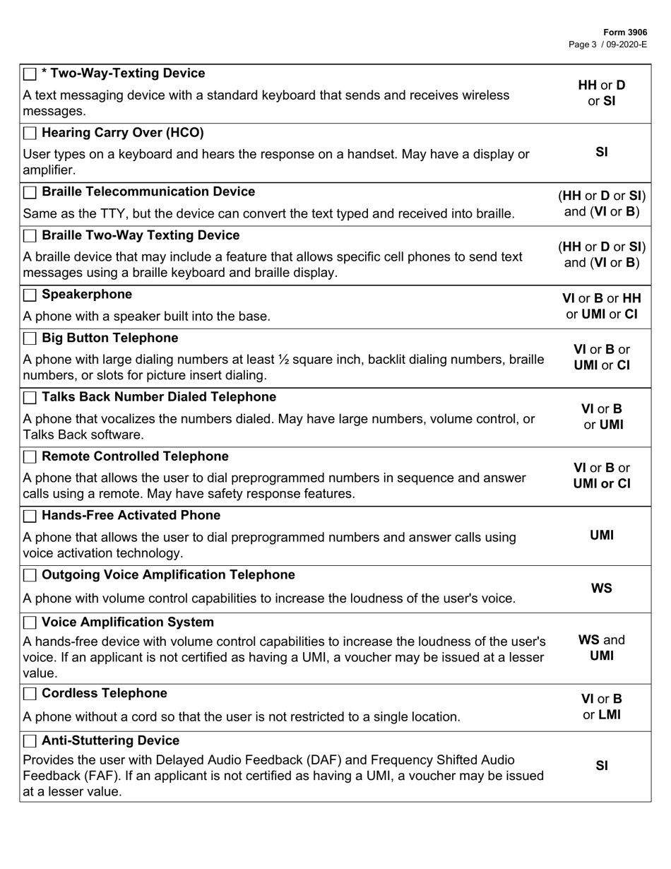 Form 3906 Application for Specialized Telecommunications Assistance Program (Stap) - Texas, Page 3