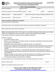 Document preview: Form 3906-S Solicitud Para Participar En El Programa De Asistencia Para Telecomunicaciones Especializadas (Stap) - Texas (English/Spanish)