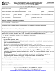 Form 3906-S Solicitud Para Participar En El Programa De Asistencia Para Telecomunicaciones Especializadas (Stap) - Texas (English/Spanish)