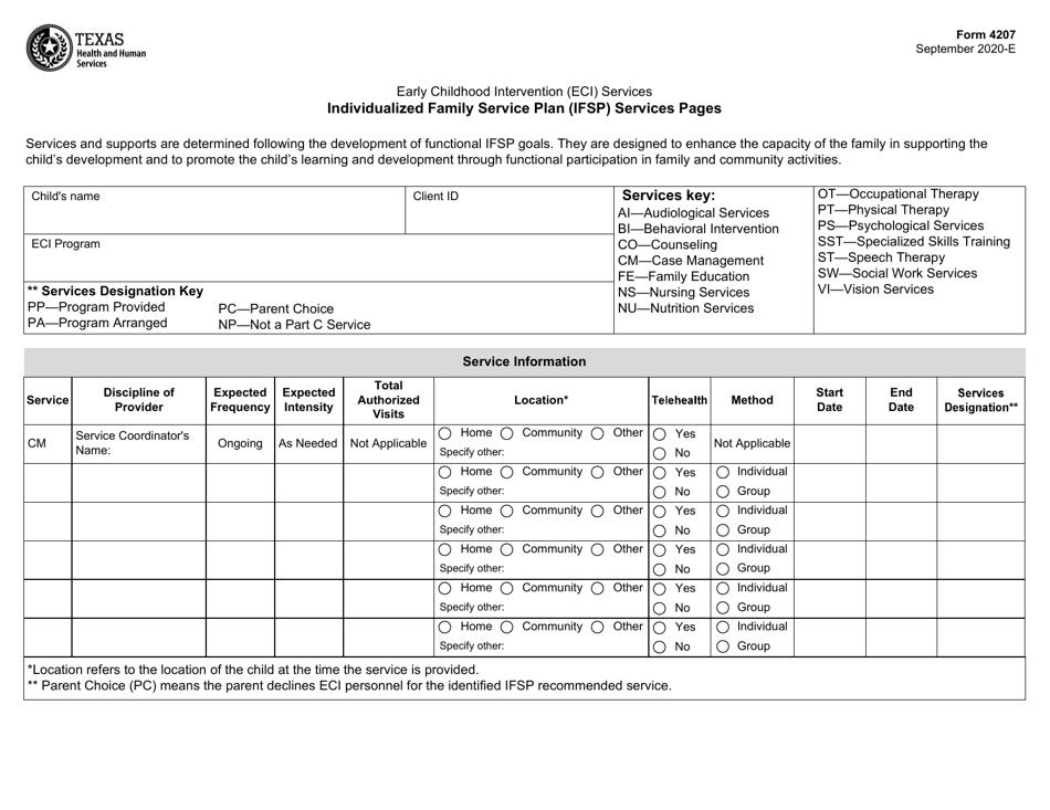 Form 4207 Download Fillable Pdf Or Fill Online Individualized Family 