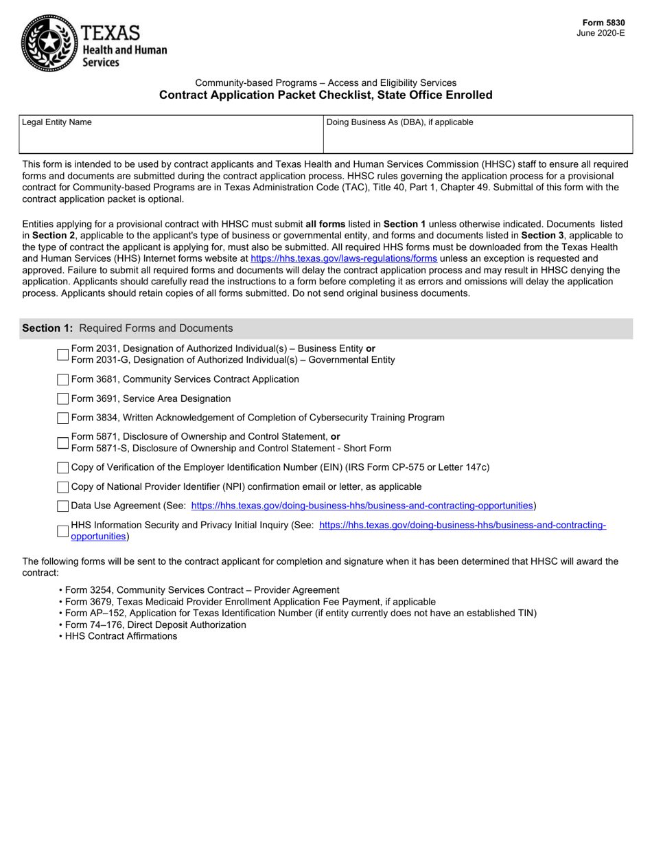 Form 5830 Download Fillable PDF or Fill Online Community-Based Programs ...