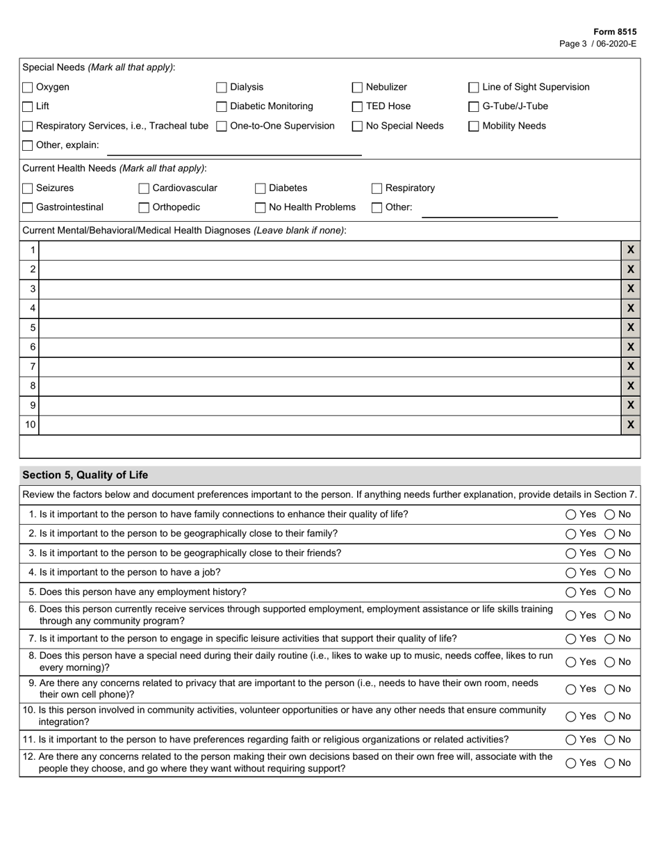 Form 8515 Guidelines for Determining Less Restrictive Setting - Texas, Page 3