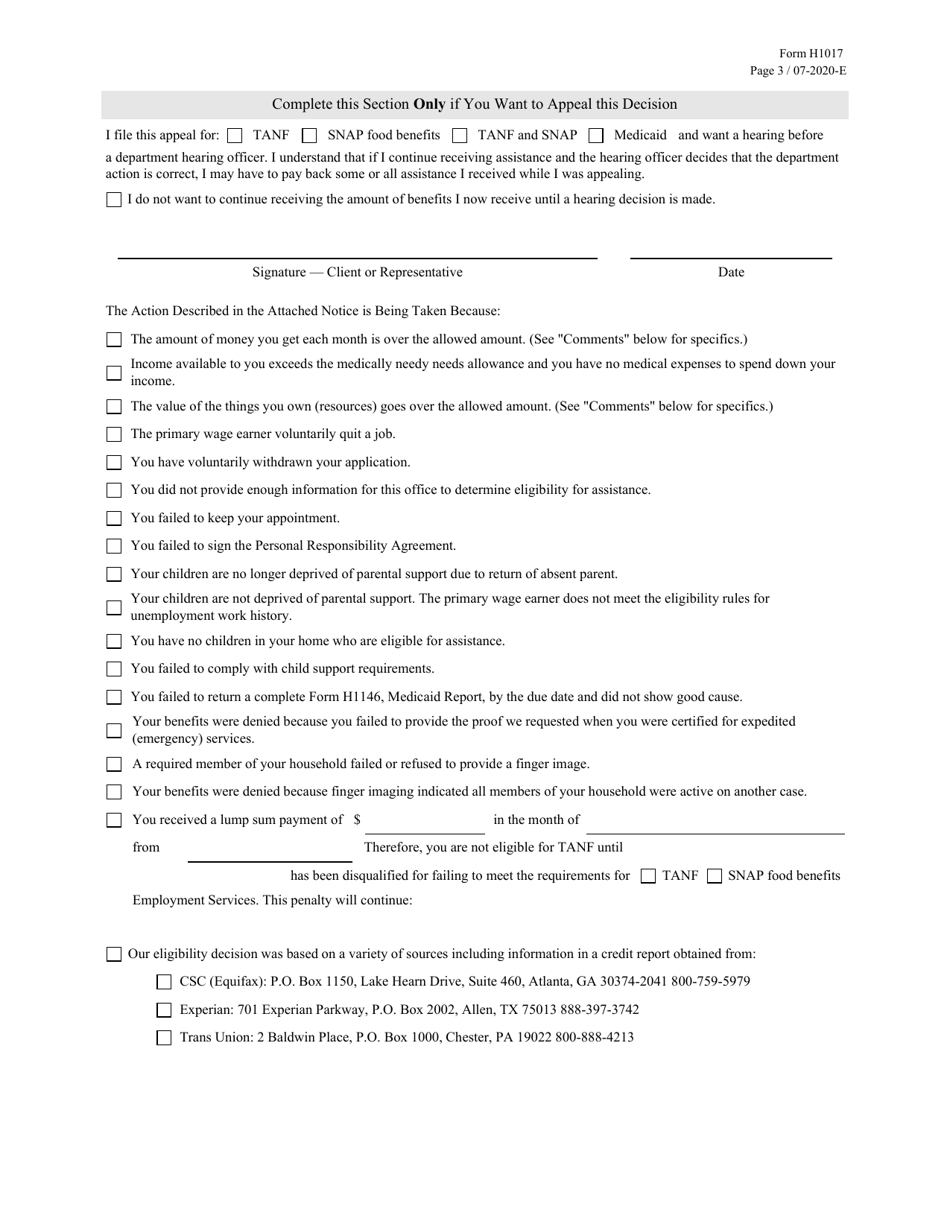 Form H1017 Notice of Benefit Denial or Reduction - Texas, Page 3