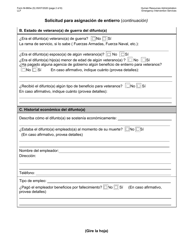 Formulario M-860W Solicitud Para Asignacion De Entierro - New York City (Spanish), Page 2