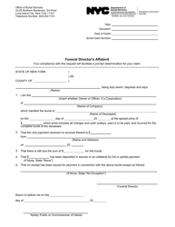Document preview: Form M-860N Funeral Director's Affidavit - New York City