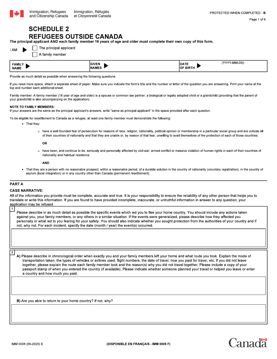 Form imm0008 schedule 2 fill out sign online and download fillable pdf canada templateroller