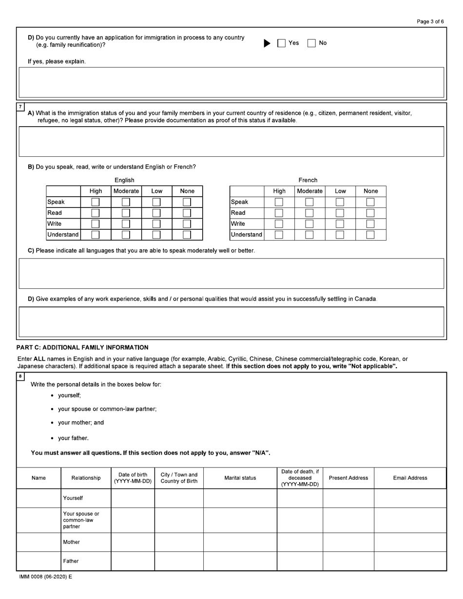 Form IMM0008 Schedule 2 Refugees Outside Canada - Canada, Page 3