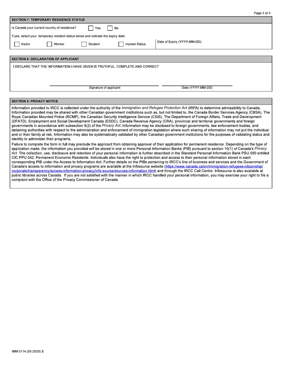 Form IMM0114 Schedule 1 Agri-Food Pilot - Canada, Page 3