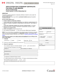 Document preview: Form CIT0001 Application for a Citizenship Certificate - Canada