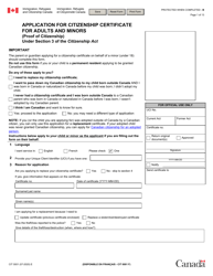 Form CIT0001 Application for a Citizenship Certificate - Canada