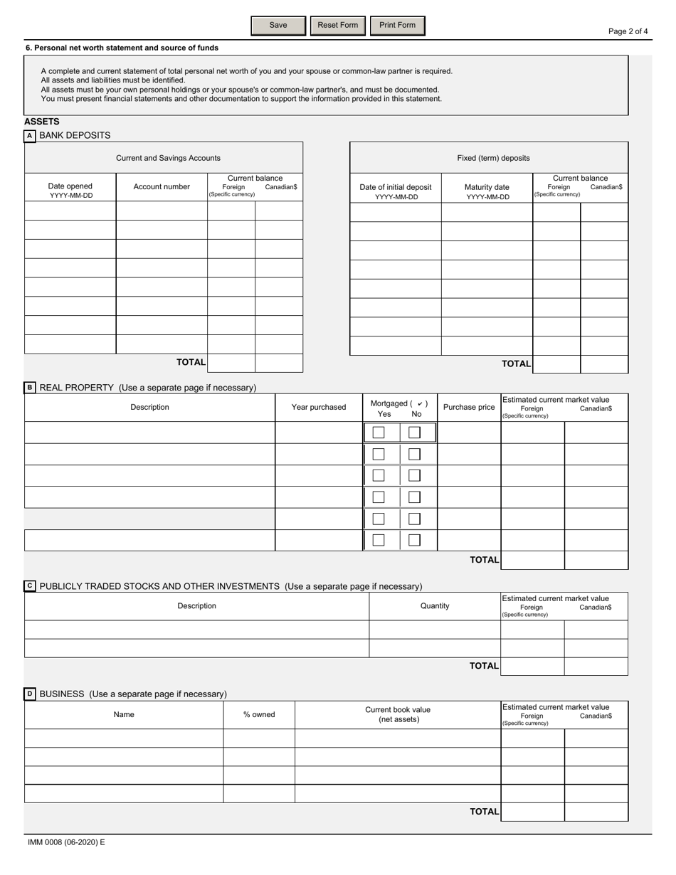 Form IMM0008 Schedule 4A Provincial Business Nominees - Canada, Page 2