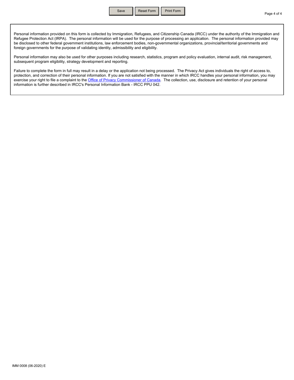 Form IMM0008 Schedule 4A Provincial Business Nominees - Canada, Page 4