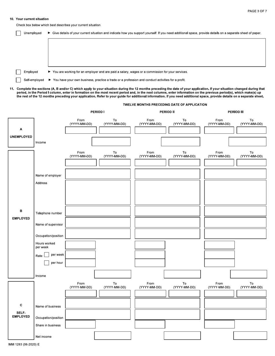 Form IMM1283 Financial Evaluation Form - Canada, Page 3
