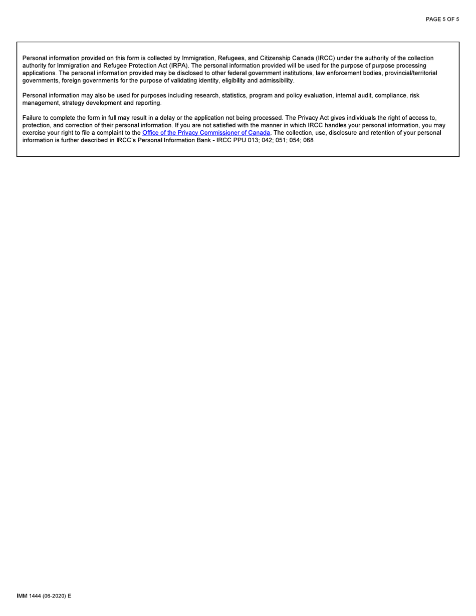 Form IMM1444 Application for Criminal Rehabilitation - Canada, Page 5