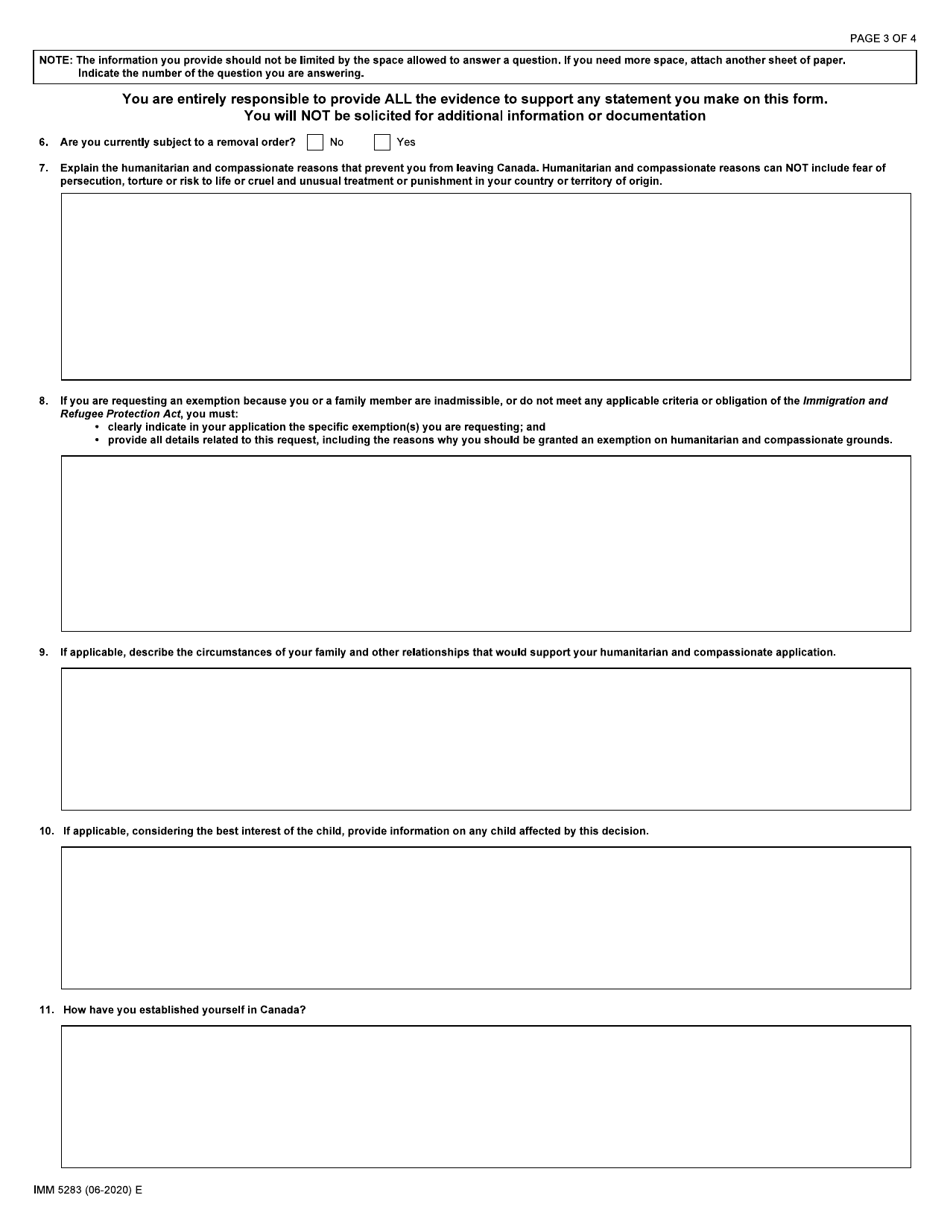 Form IMM5283 Download Fillable PDF Supplementary Information ...