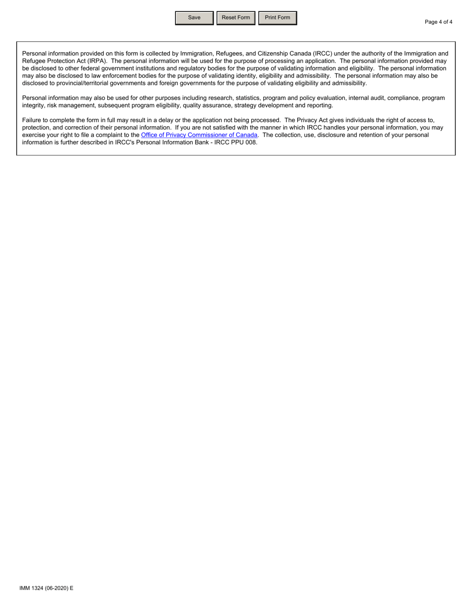 Form IMM1324 Undertaking / Application for a Joint Assistance Sponsorship - Canada, Page 4