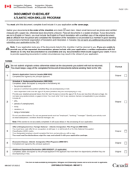 Form IMM5457 Document Checklist - Atlantic High-Skilled Program - Canada