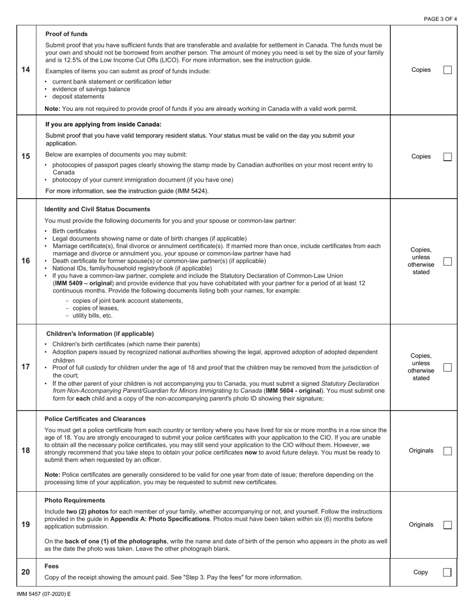 Form IMM5457 Document Checklist - Atlantic High-Skilled Program - Canada, Page 3