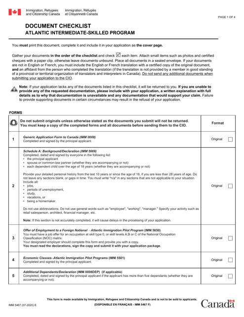 Form IMM5467  Printable Pdf