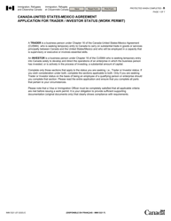 Document preview: Form IMM5321 Canada-United States-Mexico Agreement - Application for Trader/Investor Status (Work Permit) - Canada
