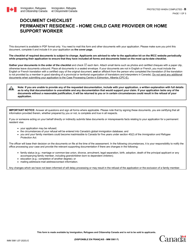 Form IMM5981 Document Checklist: Home Child Care Provider or Home Support Worker - Canada