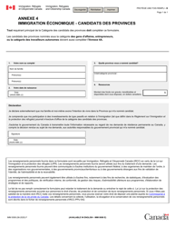 Document preview: Forme IMM0008 Agenda 4 Immigration Economique - Candidats DES Provinces - Canada (French)