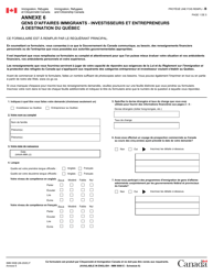 Forme IMM0008 Agenda 6 Gens D&#039;affaires Immigrants - Investisseurs Et Entrepreneurs a Destination Du Quebec - Canada (French)