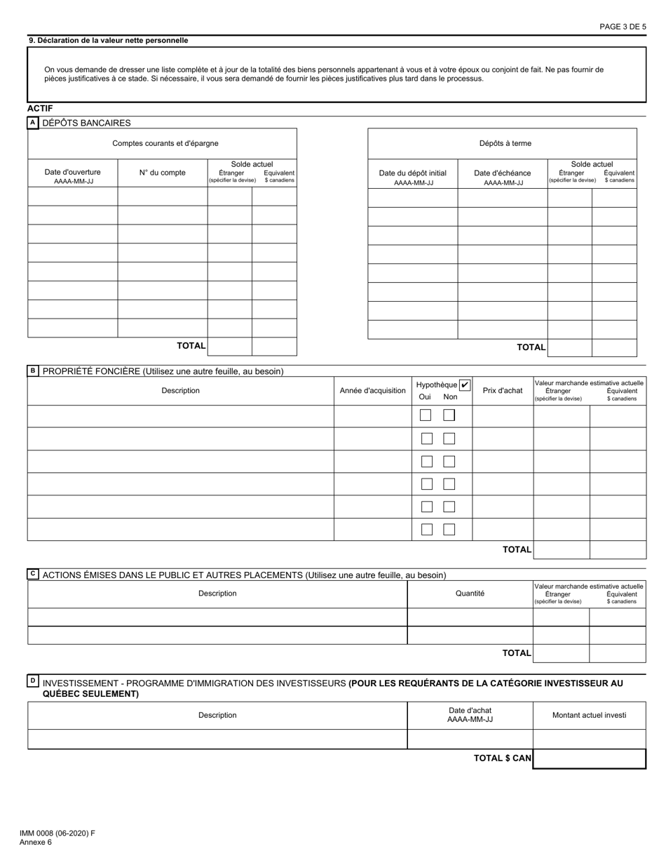 Forme IMM0008 Agenda 6 Gens Daffaires Immigrants - Investisseurs Et Entrepreneurs a Destination Du Quebec - Canada (French), Page 3