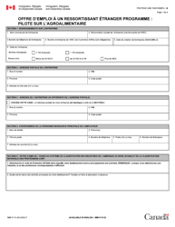 Document preview: Forme IMM0115 Offre D'emploi a Un Ressortissant Etranger: Programme Pilote Sur L'agroalimentaire - Canada (French)