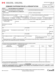 Document preview: Forme IMM1444 Demande D'approbation De La Readaptation - Canada (French)